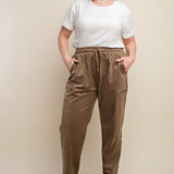 Olive Checker Velvet Burnout Jogger Pants