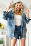 Medium Wash Hooded Denim Jacket