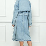 Cargo Pocket Denim Trench Coat