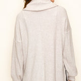 Oatmeal Slouchy Cowl Neck Waffle Top