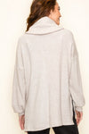 Oatmeal Slouchy Cowl Neck Waffle Top
