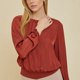 Brick Blouson Top with Smock Waist