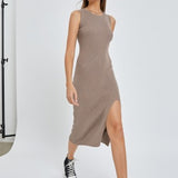 Gianna Mocha Ribbed Sweater Dress