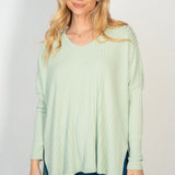 V Neck Ribbed L/S Dolman