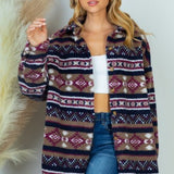 Magenta + Navy Aztec Sherpa Jacket