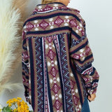Magenta + Navy Aztec Sherpa Jacket