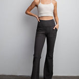 Brushed Rub Full Length Bell Bottom Pant