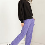 Brushed Crew Pullover with Pleated Sleeve