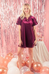 Puff Sleeve Holiday Velvet Dress