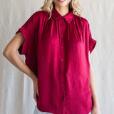 Burgundy Oversized Button Down Top