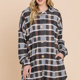 Mocha Multi Plaid Button Front Hooded Cardi