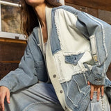 Denim + Ivory Button Down Jacket