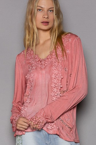 Guave Lace Floral Crochet L/S Blouse