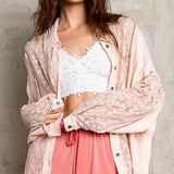 Blush Lace Linen Button Down