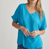 Turquoise S/S V Neck Dolman