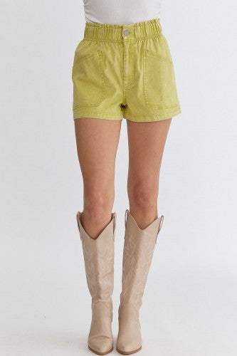 Lime Smock Waist Shorts