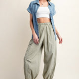 Light Olive Sage Balloon Cargo Pant