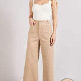 Taupe Wide Leg Pocket Front Crop Flare
