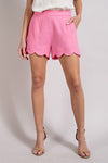 Linen Scallop Hem Shorts