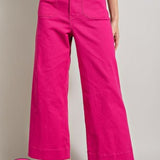 Hot Pink Wide Leg Pocket Front Crop Flare