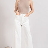 Off White Wide Leg Pocket Front Crop Flare