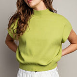 Mock Neck Short Sleeve Sweater Tank