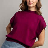 Mock Neck Short Sleeve Sweater Tank