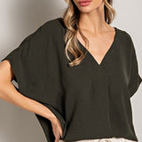 Breezy V Neck Placket Dolman