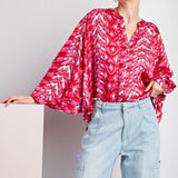 Hot Pink Mix Arrows Printed Dolman