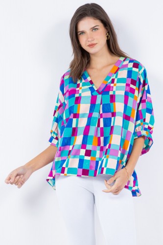 Teal Around The Block V Neck Dolman