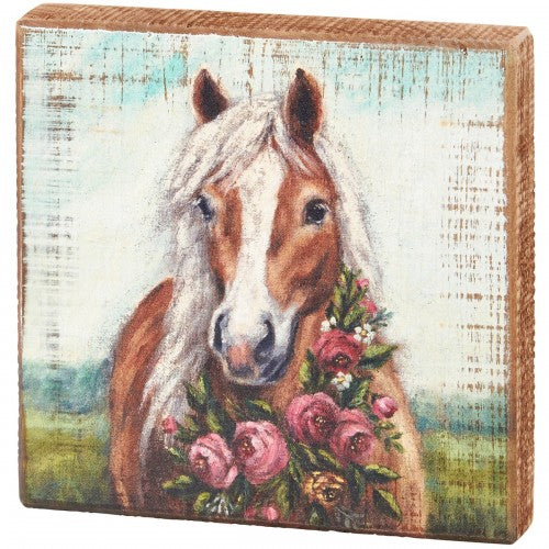 Floral Pony Block Sign