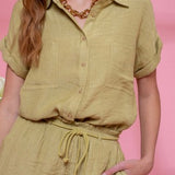 Kiwi Fold Sleeve Button Down Shirt