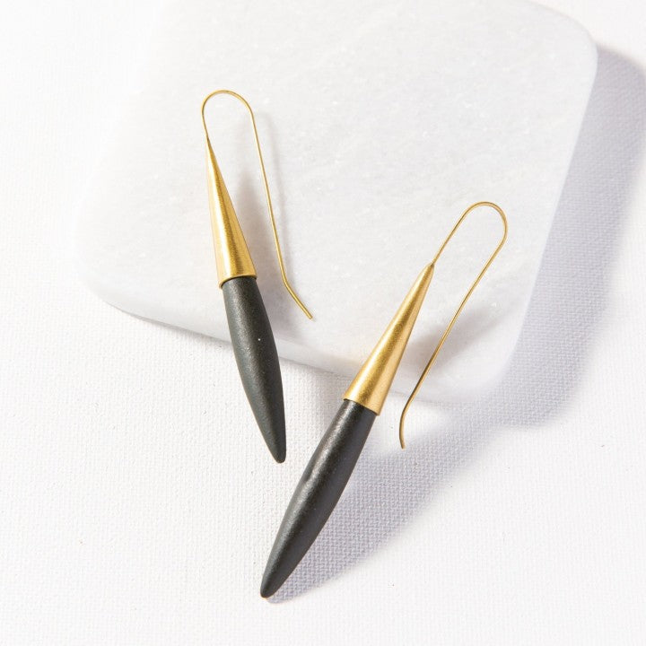 Black & Brass Spike Earring