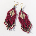 Maroon & Gray Fringe Earrings