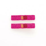 Hot Pink & Red Beaded Hair Clip (Set of 2)