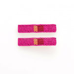 Hot Pink & Red Beaded Hair Clip (Set of 2)