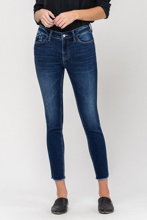 Mid Rise Cropped Skinny w/ Raw Hem