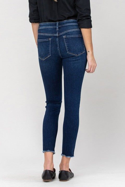 Mid Rise Cropped Skinny w/ Raw Hem