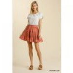Clay Washed Tiered Skirt w/ Elastic Waistband