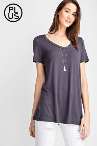 V Neck S/S Black Top