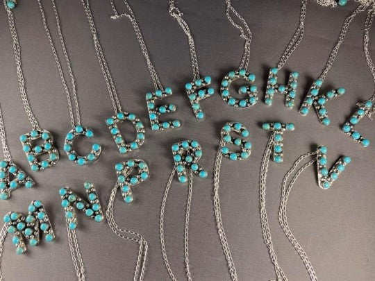 Turquoise Initial Necklace