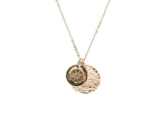 Round Hammered Gold Accent Charm