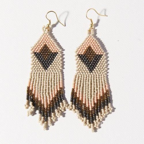 GREY PINK DIAMOND WITH FRINGE EARRINGS