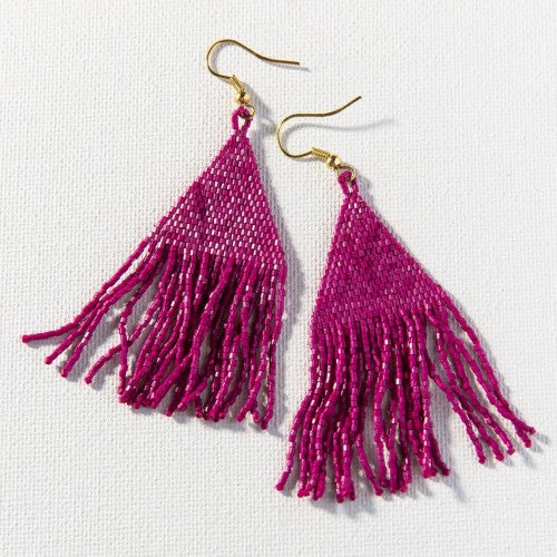 MAGENTA PETITE LUXE FRINGE EARRINGS