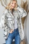 Acid Washed Grey Denim Snap Shirt Jacket