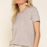 Romantic Taupe Short Sleeve Round Neck Tee