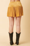 Mustard Smocked Satin'y Shorts