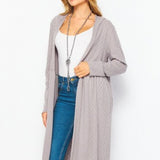 Mocha Textured Long Hoodie Cardigan