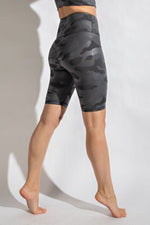 Grey Camo Print Bike Shorts