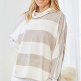 Cream + Latte Colorblock Cowl Neck